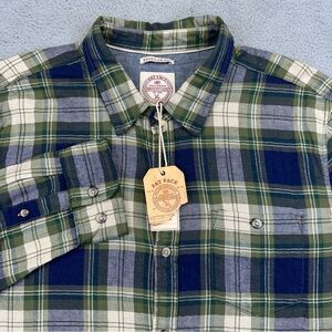 Fat Face Shirt‎ Mens XXL Green Blue Plaid Flannel Cotton Long Sleeve Outdoor NEW
